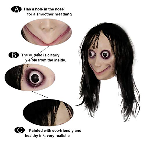 molezu Momo Mask Scary Mask ,Creepy Mask Monster Mask, Horror Costumes Party Rubber latex Mask for Halloween Adult