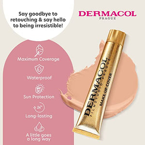 Dermacol - Full Coverage Foundation, Liquid Makeup Matte Foundation with SPF 30, Waterproof Foundation for Oily Skin, Acne, & Under Eye Bags, Long-Lasting Makeup Products