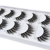 False Eyelashes, 3D Faux Mink Fake Eyelashes Handmade Dramatic Thick Crossed Cluster False Eyelashes Black Nature Fluffy Long Soft Reusable(5 Pairs)