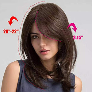 TopWigy Long Wave Wigs Medium Length Bob Straight Synthetic Hair Full Wigs for Women Lace Wigs Heat Resistant Fiber Glueless Hair 130% High Density for Daily Party 20“