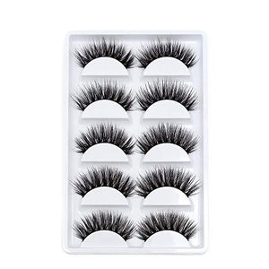 False Eyelashes, 3D Faux Mink Fake Eyelashes Handmade Dramatic Thick Crossed Cluster False Eyelashes Black Nature Fluffy Long Soft Reusable(5 Pairs)