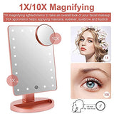 Makeup Vanity Mirror with Lights, Lighted Makeup Mirror with Detachable 10X Magnification, 21 Led Lights Adjustable Dimming Touch Sensor, Dual Power Supply, 180° Rotation, Portable Cosmetic Mirror