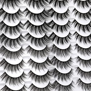 JIMIRE 16 Pairs False Eyelashes Fluffy Volume Natural Fake Lashes 3D Faux Mink Lashes Pack