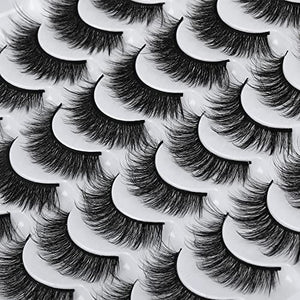 JIMIRE 16 Pairs False Eyelashes Fluffy Volume Natural Fake Lashes 3D Faux Mink Lashes Pack