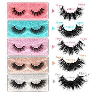 Newcally Lashes False Eyelashes Natural 3D Faux Mink Eye Lashes 10 Pairs 10 Styles Fluffy Wispy Fake Eyelashes Dramatic Handmade Reusable Lashes Pack with 10 Portable Eyelash Boxes