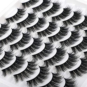 JIMIRE 16 Pairs False Eyelashes Fluffy Volume Natural Fake Lashes 3D Faux Mink Lashes Pack