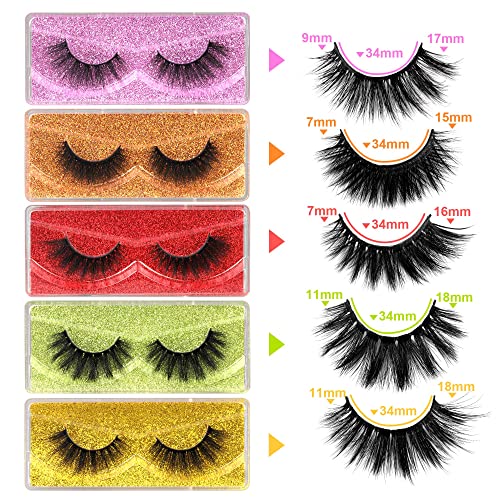 Newcally Lashes False Eyelashes Natural 3D Faux Mink Eye Lashes 10 Pairs 10 Styles Fluffy Wispy Fake Eyelashes Dramatic Handmade Reusable Lashes Pack with 10 Portable Eyelash Boxes