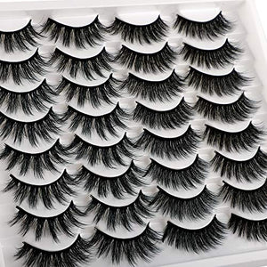 JIMIRE 16 Pairs False Eyelashes Fluffy Volume Natural Fake Lashes 3D Faux Mink Lashes Pack