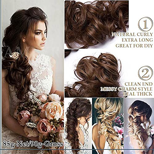 Bun Up Do Hair Piece Hair Ribbon Ponytail Extensions Wavy Curly Donut Hair Chignons Wig