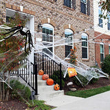 RMMD 100g Spider Web Decoration 120 Pcs Fake Spiders Halloween Cobwebs Giant Fake Spider Web 400sqft Stretchable Cobwebs with White Large Halloween Spider Web Decorations for Indoors/Outdoors