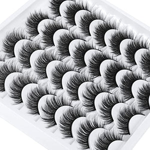 JIMIRE 16 Pairs False Eyelashes Fluffy Volume Natural Fake Lashes 3D Faux Mink Lashes Pack