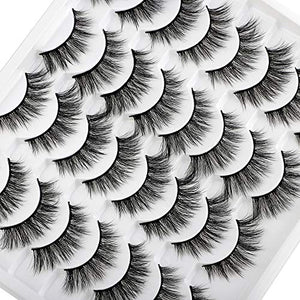 JIMIRE 16 Pairs False Eyelashes Fluffy Volume Natural Fake Lashes 3D Faux Mink Lashes Pack