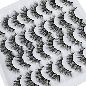 JIMIRE 16 Pairs False Eyelashes Fluffy Volume Natural Fake Lashes 3D Faux Mink Lashes Pack