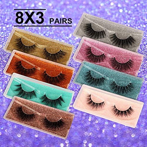 Newcally Lashes False Eyelashes Natural 3D Faux Mink Eye Lashes 10 Pairs 10 Styles Fluffy Wispy Fake Eyelashes Dramatic Handmade Reusable Lashes Pack with 10 Portable Eyelash Boxes