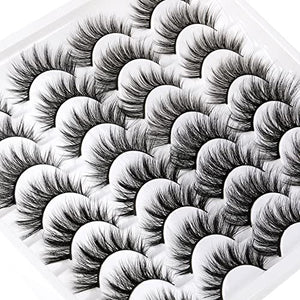 JIMIRE 16 Pairs False Eyelashes Fluffy Volume Natural Fake Lashes 3D Faux Mink Lashes Pack