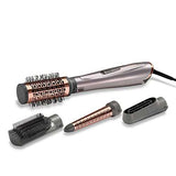 BaByliss 4 in 1 Hair Dryer Styler in rose gold and silver with interchangeable round brush, paddle brush and styling attachments