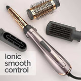 BaByliss 4 in 1 Hair Dryer Styler in rose gold with black interchangeable brush attachments and ionic smooth control
