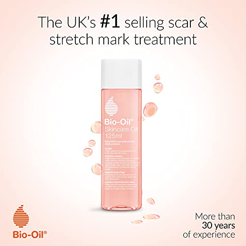 Bio-Oil Skincare Oil in a transparent pink 125 ml bottle with a white cap and printed label