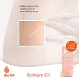 Bio-Oil Skincare Oil bottle with a pink label, shown alongside packaging text about improving the appearance of scars