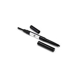 Brown Waterproof Eyebrow Pencil with a black retractable body, exposed brow tip and comb brush ends