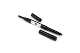 Brown Waterproof Eyebrow Pencil with black retractable body, exposed brow pencil tip, and spoolie brush at the opposite end