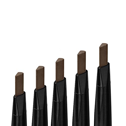 Brown Waterproof Eyebrow Pencil with dark brown rectangular refills and black retractable casings shown at varied extensions