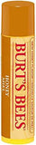 Burt's Bees Honey Lip Balm in a golden yellow tube with a brown cap, red lettering and honey label