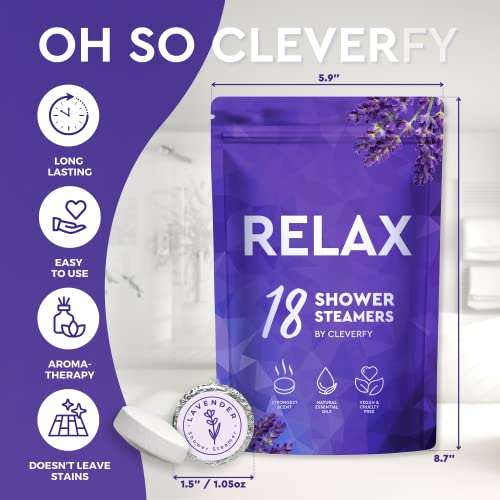 Cleverfy Relax aromatherapy shower steamers pack with lavender scent