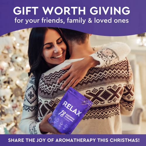 Cleverfy shower steamers lavender aromatherapy gift pack held by woman hugging man