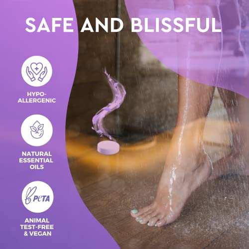Cleverfy shower steamers with lavender essential oils in purple gift set under shower steam