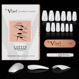 Set of medium opaque coffin ballerina false nails with nail file and glue
