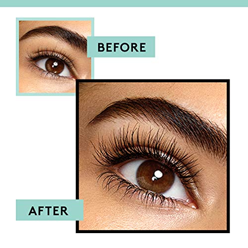 COVERGIRL Lash Blast mascara shown in a before-and-after eye comparison, with visibly fuller, longer-looking lashes after application.