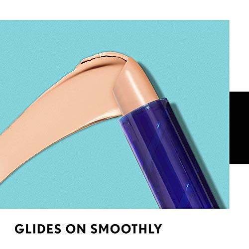 COVERGIRL Moisturizing Concealer in a deep blue tube, shown dispensing a smooth stroke of light beige cream.