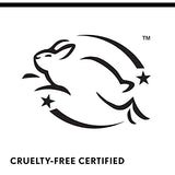 Cruelty-free certified emblem with a black outlined rabbit and stars above bold certification text