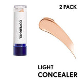 COVERGIRL Moisturizing Concealer in a white tube with a deep blue base, shown with a light beige creamy swatch