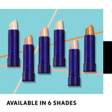 COVERGIRL Moisturizing Concealer shown as six uncapped purple tubes with cream and peach-colored tips in varied shades