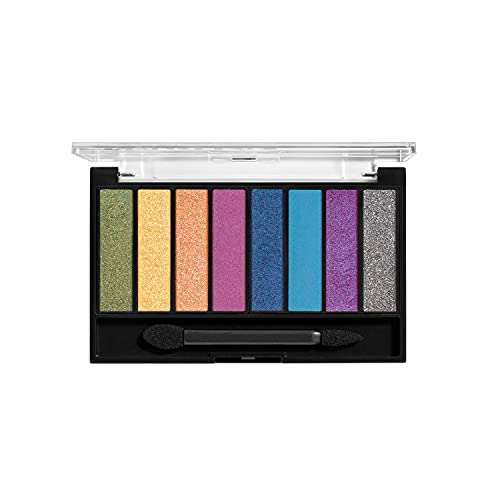 COVERGIRL Trunaked Palette with eight narrow green, gold, orange, purple, blue and silver eyeshadow shades and applicator