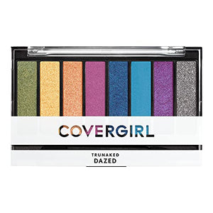 COVERGIRL Trunaked Palette featuring eight narrow eyeshadow pans in green, gold, orange, purple, blue and silver shades