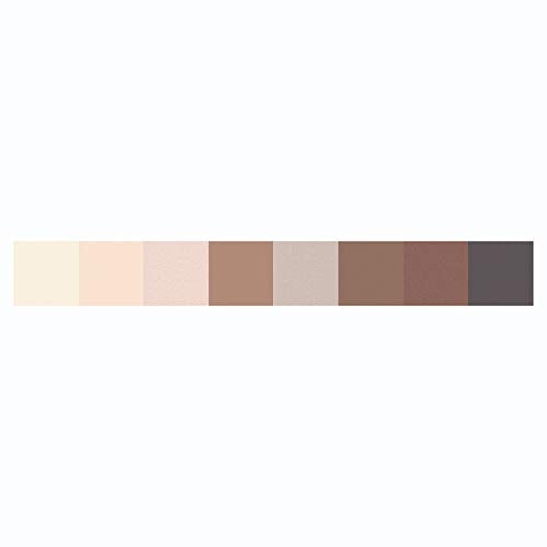 COVERGIRL Trunaked Palette eyeshadow swatches in eight neutral cream, peach, taupe, brown and charcoal shades