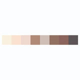 COVERGIRL Trunaked Palette eyeshadow swatches in eight neutral cream, peach, taupe, brown and charcoal shades