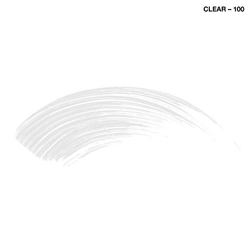 COVERGIRL Waterproof Mascara with a clear, colorless finish, shown as a curved brush stroke of transparent formula