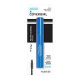COVERGIRL Waterproof Mascara in a bright blue tube with black-and-white packaging and a printed brush illustration.