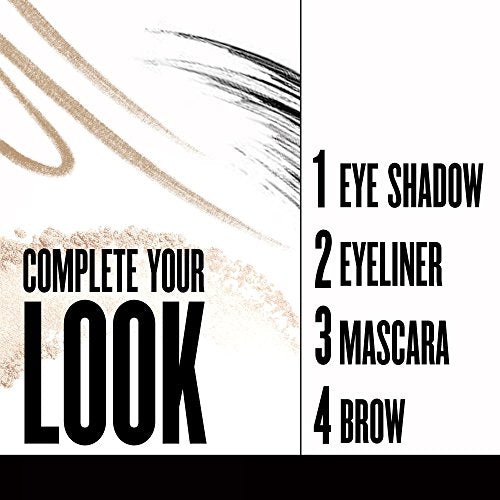 COVERGIRL Waterproof Mascara promotional graphic with black lash strokes, gold makeup swatches, and a four-step eye makeup list