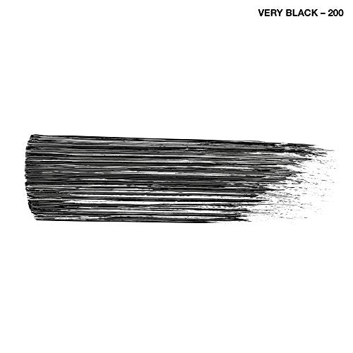 COVERGIRL Waterproof Mascara in Very Black, shown as a dense black brushstroke swatch with textured streaks.