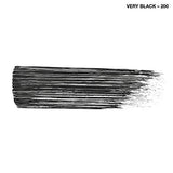COVERGIRL Waterproof Mascara in Very Black, shown as a dense black brushstroke swatch with textured streaks.