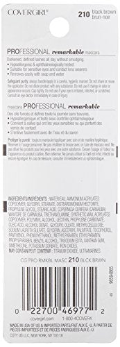 COVERGIRL Waterproof Mascara package, white and black card with Very Black shade label and barcode on reverse