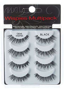 Demi Wispies False Eyelashes in black, with wispy crisscross fibers arranged in a four-pair multipack