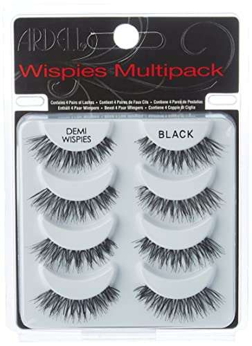 Demi Wispies False Eyelashes in black, with wispy crisscross fibers arranged in a four-pair multipack