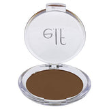 e.l.f. Prime & Stay Finishing Powder in a clear round compact, showing smooth medium-brown pressed powder and e.l.f. logo