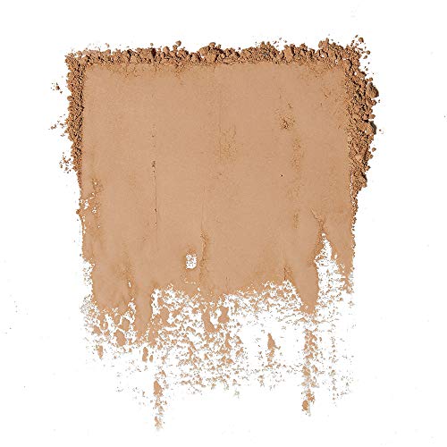 e.l.f. Prime & Stay Finishing Powder in light-medium beige, shown as a smooth matte powder swatch with crumbly edges